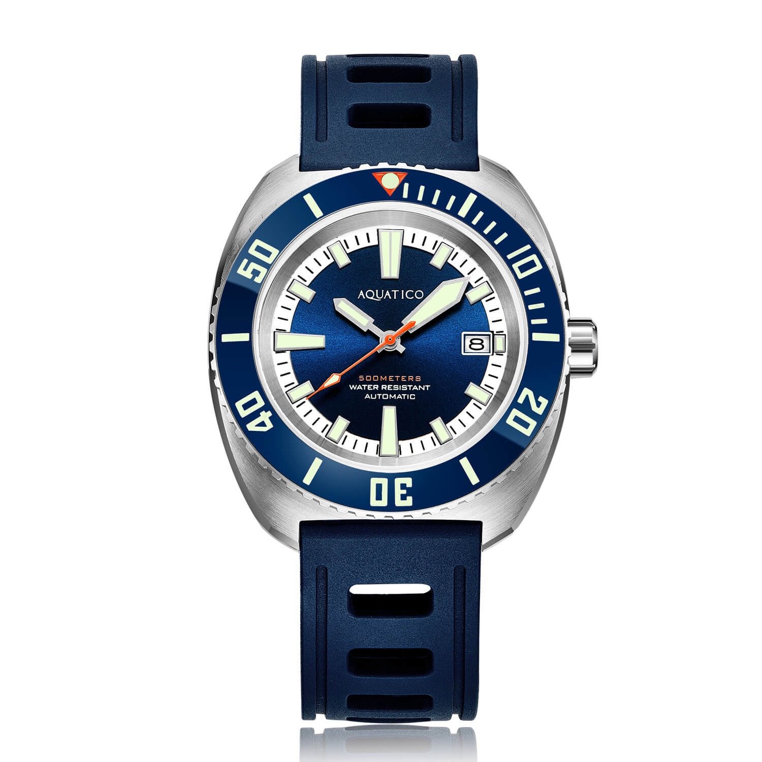 Aquatico Oyster 44mm Automatic Men's Diver Watch Blue Dial/Blue Bezel - Click Image to Close